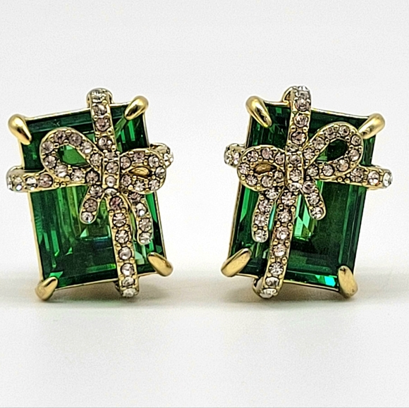 Heidi Daus Jewelry - Heidi Daus Emerald Swarovski Crystal Gift Shaped Clip On Christmas Earrings